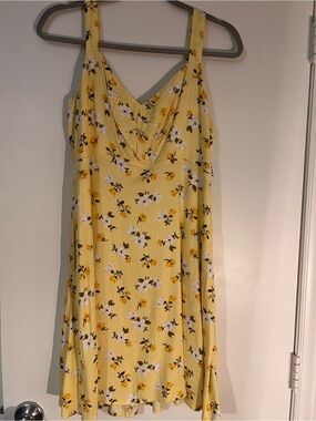 Old Navy Yellow Floral Cowl-Neck Mini Dress